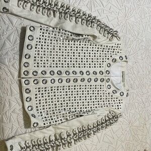 Alice + Olivia Kidman embellished leather jacket. size XS/TP.